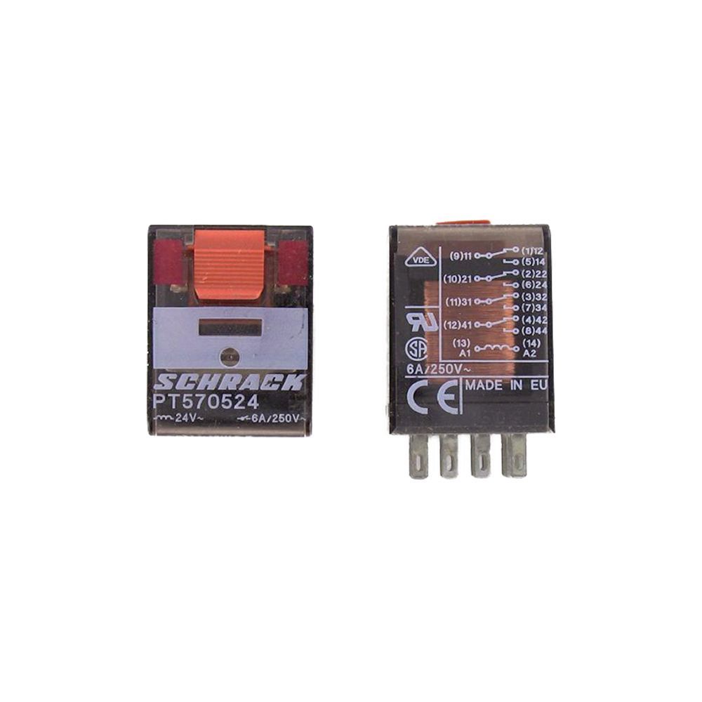 349-104 Relé 24v ac 6a grande 12+2c pt570524 schrack