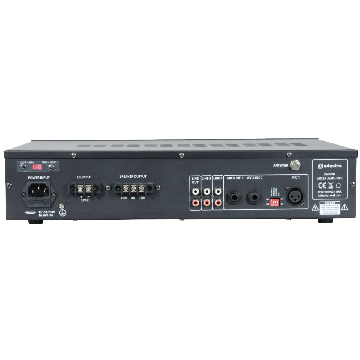 1001.7872-1 Amplificador sonor. 60w 100v 3mic+2lin +usb+blu rm60b
