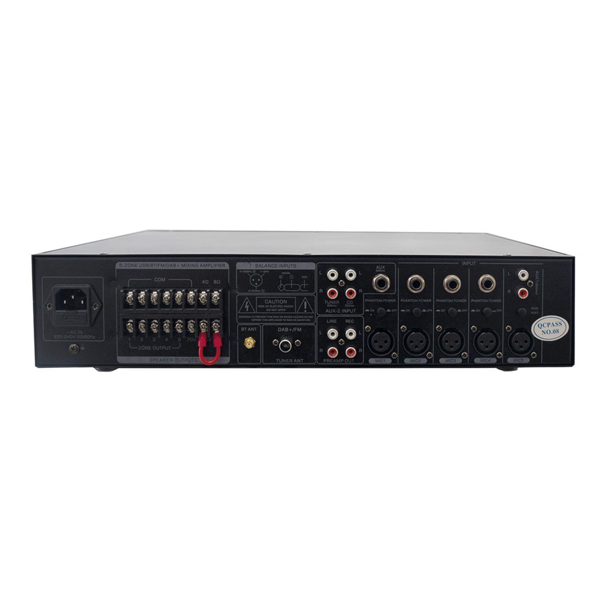 Amplificador sonor. 240w 8r/100v 5-Z usb+fm+5m PAA240DA