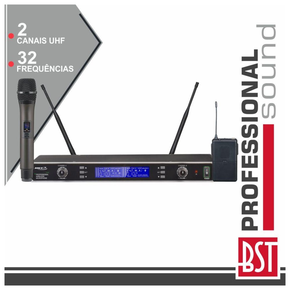 1046.6102 Micro s/fio duplo mão/cabeça UHF variav. 32fre UDR300 BST