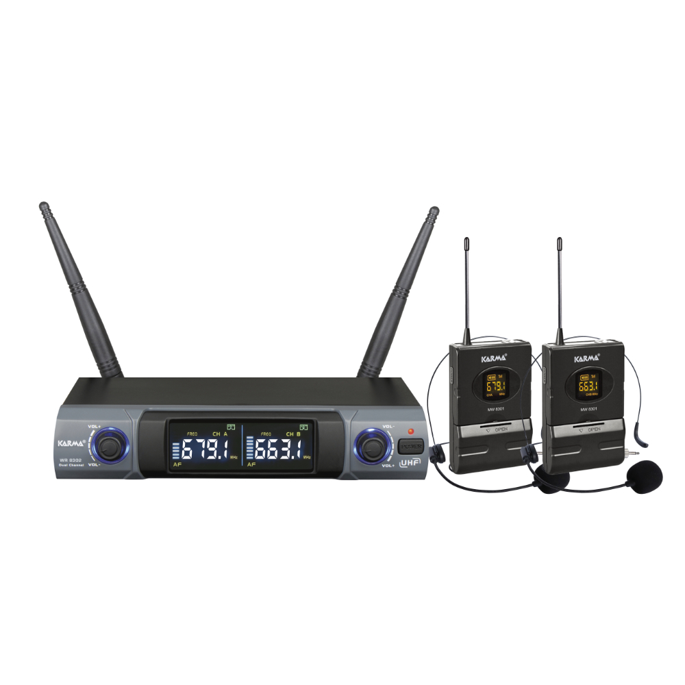 1046.8302lav Micro s/fio duplo Cabeça UHF 679-693mhz SET8302LAV Karma