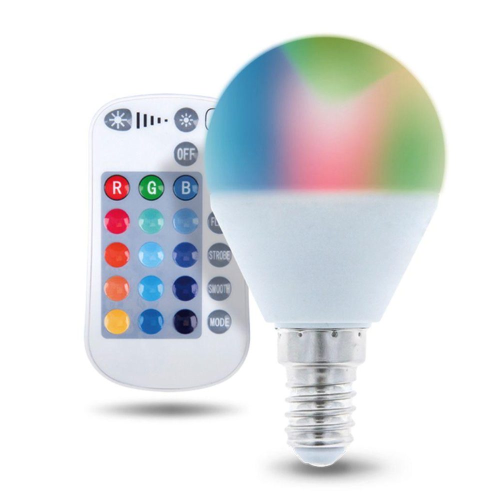 Lampada E14 leds rgbw 5w c/comando LLE14G05RGBW