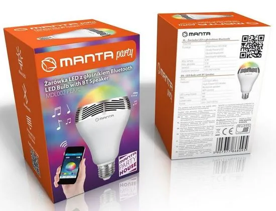 1600.449 Lampada E27 leds rgb 15w c/bluet+Coluna DLB002