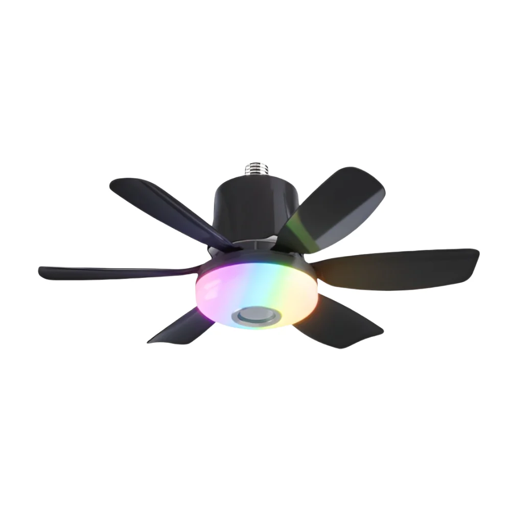 1600.LEDFAN-BK Lampada E27 leds RGB c/ventil.+bluet+audio M47-BTbk Preto