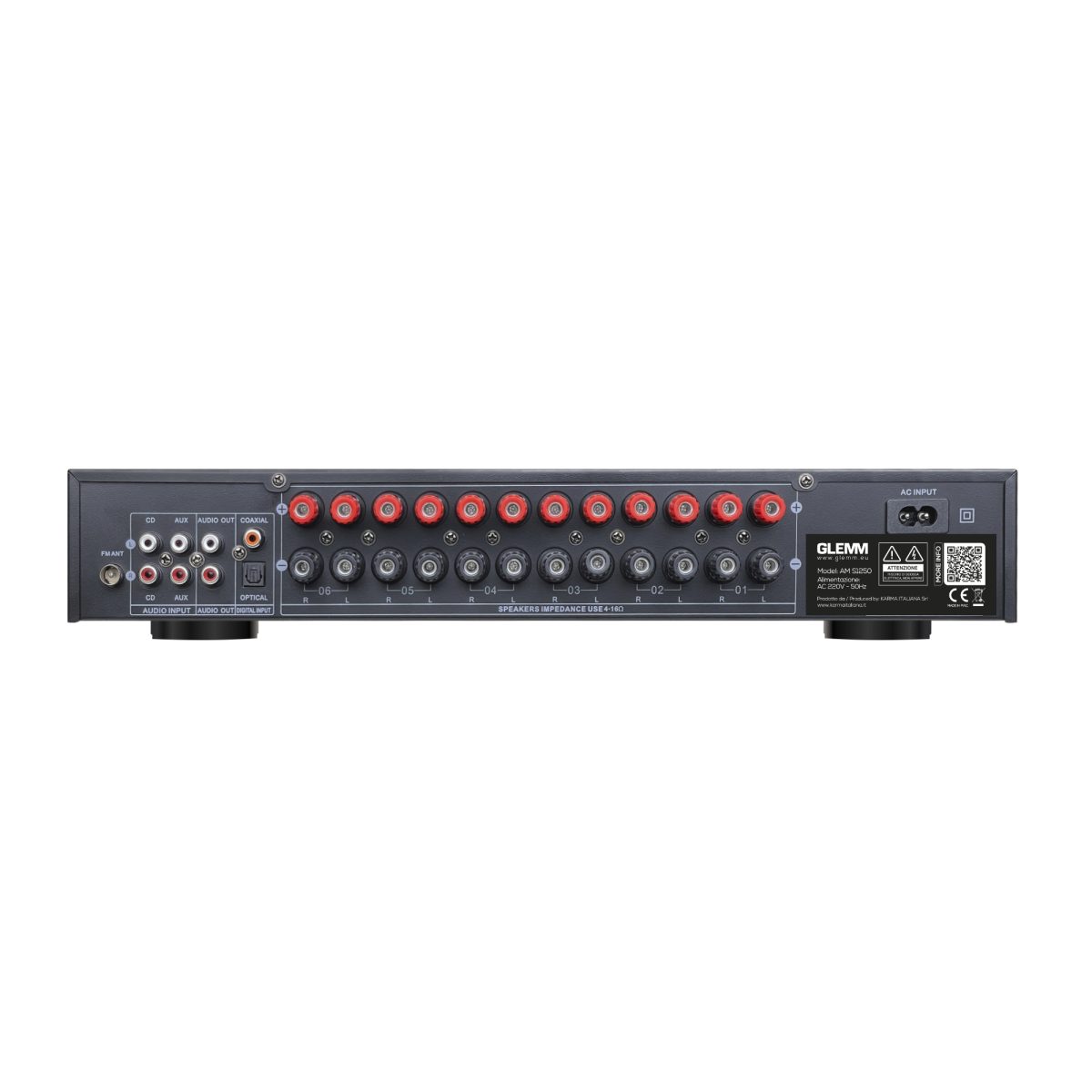 AMS1250-2 Amplificador 50wX12 12-vias usb+blu+fm HIFI AMS1250 Glemm