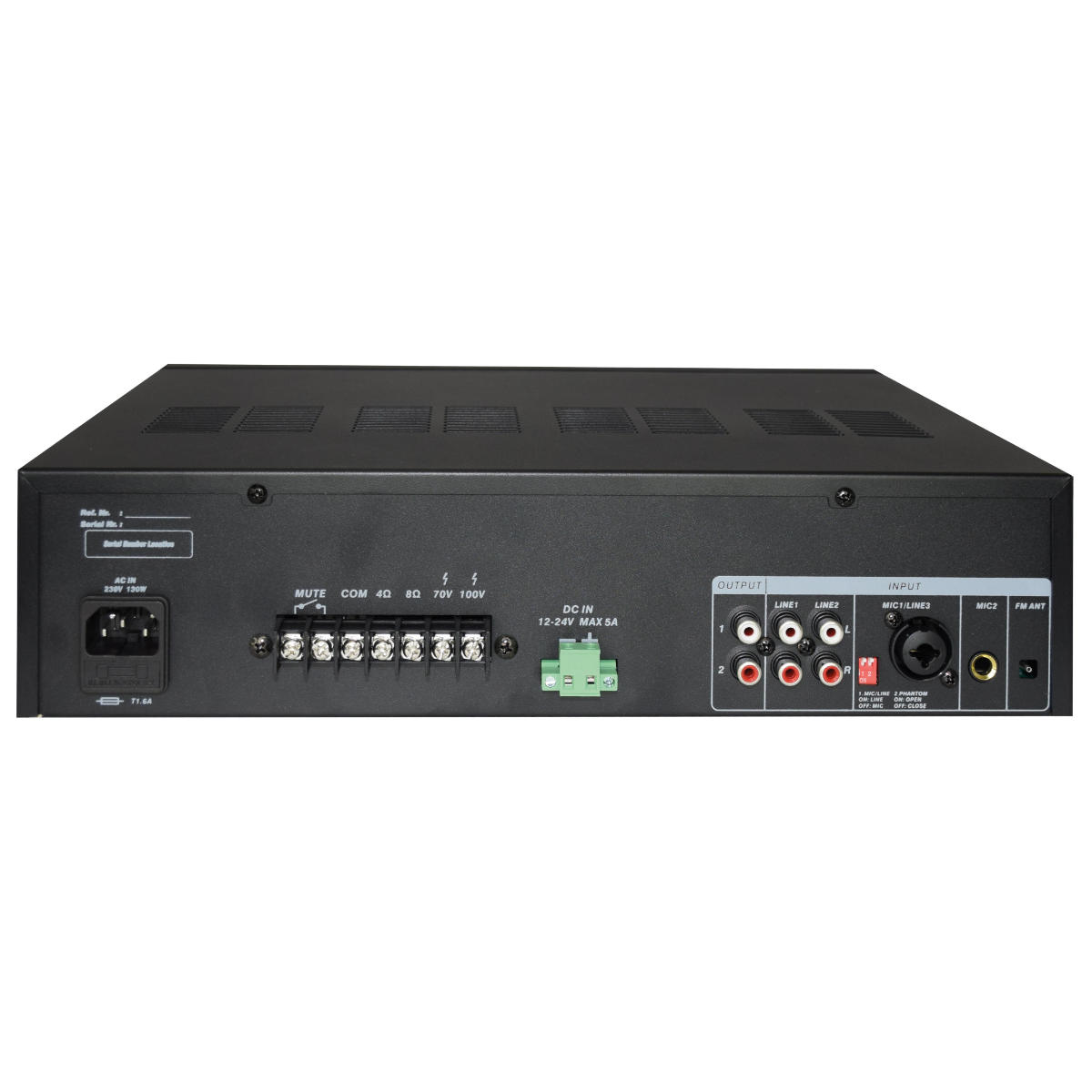 PAA100TP-3 Amplificador sonor. 100w 8r/100v 2mic+2lin+usb PAA100TP