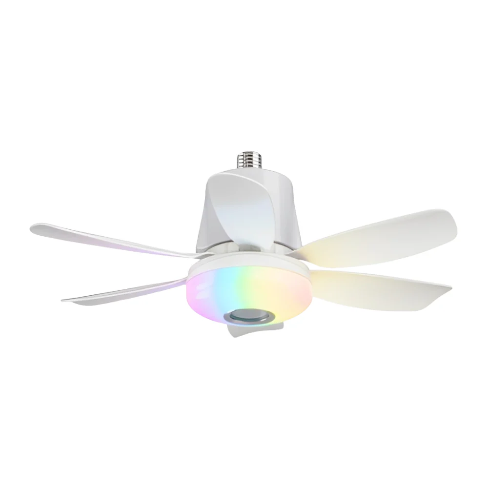 VENTILADOR_LED_4 Lampada E27 leds RGB c/ventil.+bluet+audio M47-BTwh Branco